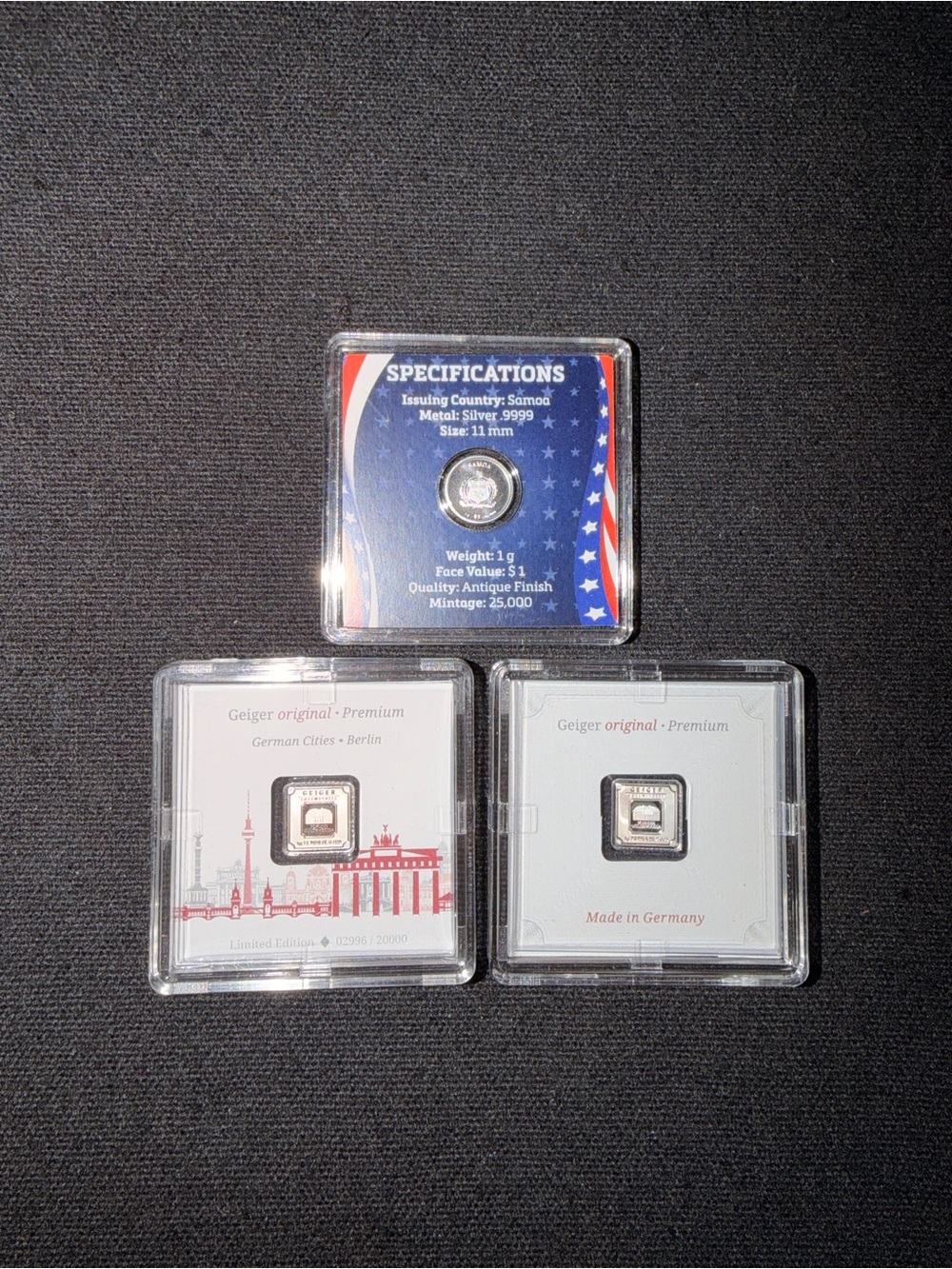 Geiger Original Premium Silver Squares - Silver (Set of 3)